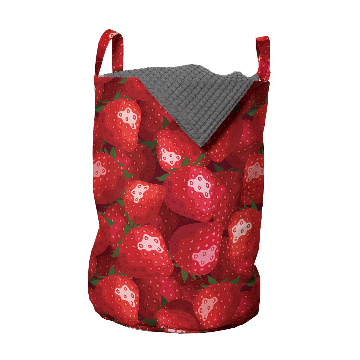Abakuhaus Wäschesäckchen Wäschekorb mit Griffen Waschsalons, Reife Erdbeeren für Kordelzugverschluss Früchte rot