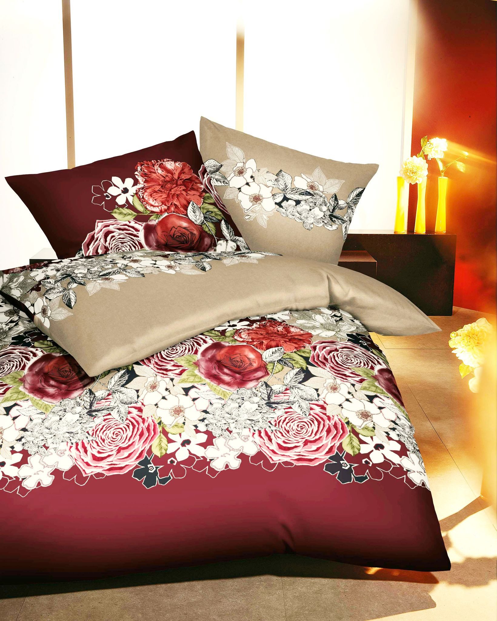 Kaeppel Bettwäsche Kaeppel Linon / Renforcé Bettwäsche 135x200cm 2 tlg. Dolce Vita, Renforcé, 2 teilig, Bettwäsche mit großem Blumenmotiv und einem Wendekopfkis – Bild 4 von 5