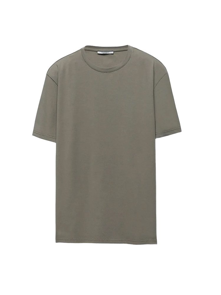RAMSEY T-Shirt Buff Plain Rundhals-T-Shirt aus Baumwollmischgewebe