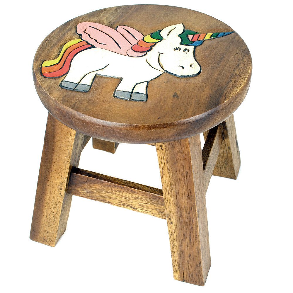 IMAGO Детский табурет Hocker Holz Massiv klein für Kinder, rund 25 cm mit Motiv, Holzhocker auch Blumenhocker Dekohocker