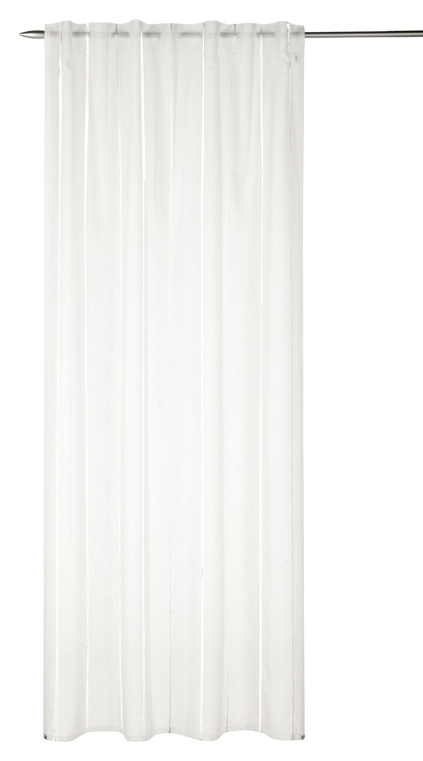 B 245 Weiß, Schlaufenvorhang, Vorhang halbtransparent cm, cm, verdeckte Schlaufen, 135 Albani, L