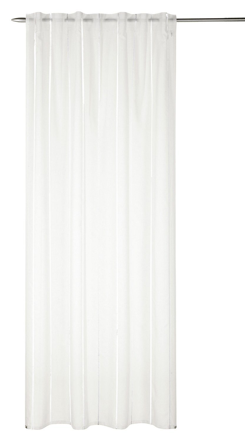 Vorhang Schlaufenvorhang, Weiß, B 135 cm, L 245 cm, Albani, verdeckte  Schlaufen, halbtransparent, mit einer Größe von 135 x 245 cm