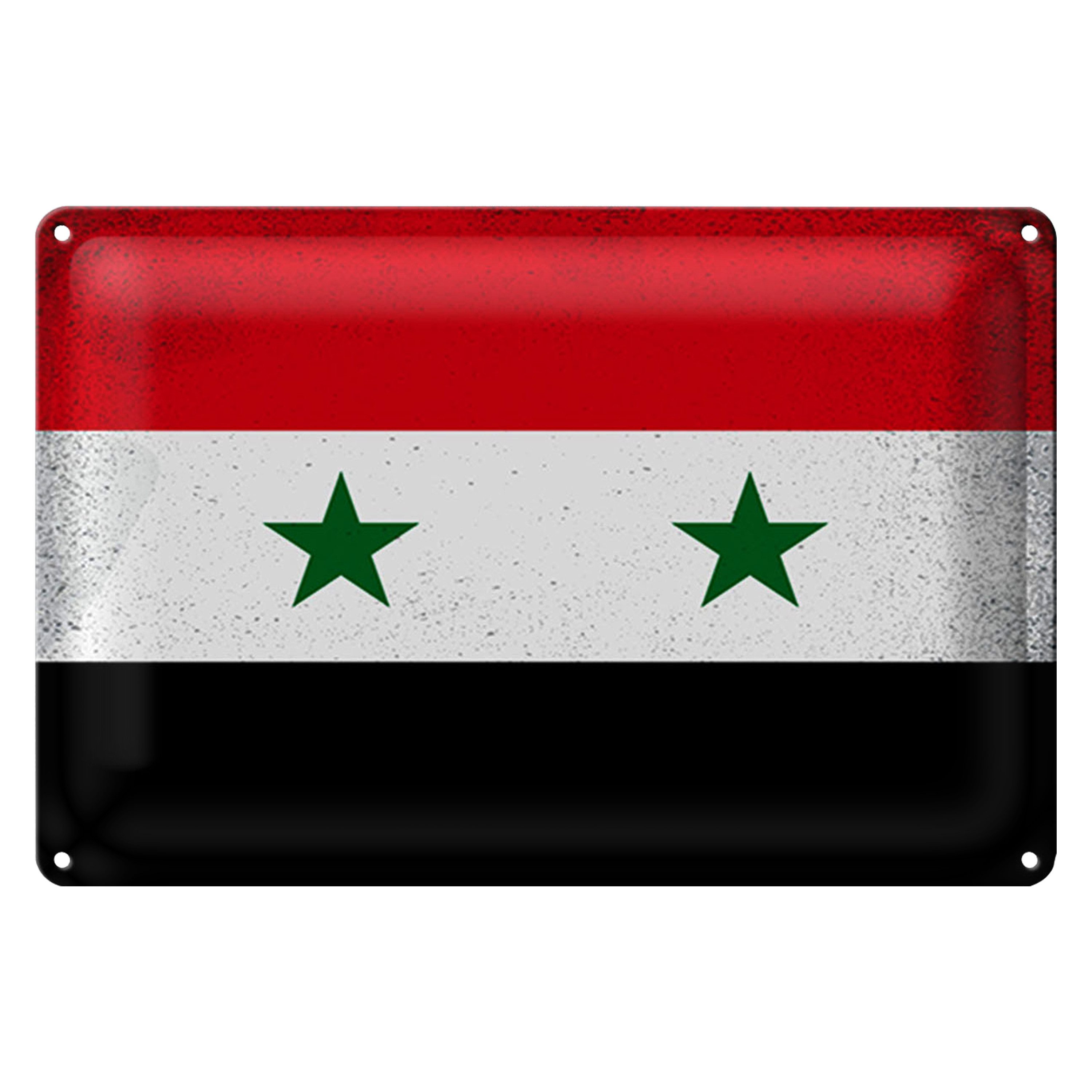 Metallschild Flagge Syrien 18x12cm Flag of Syria Vintage