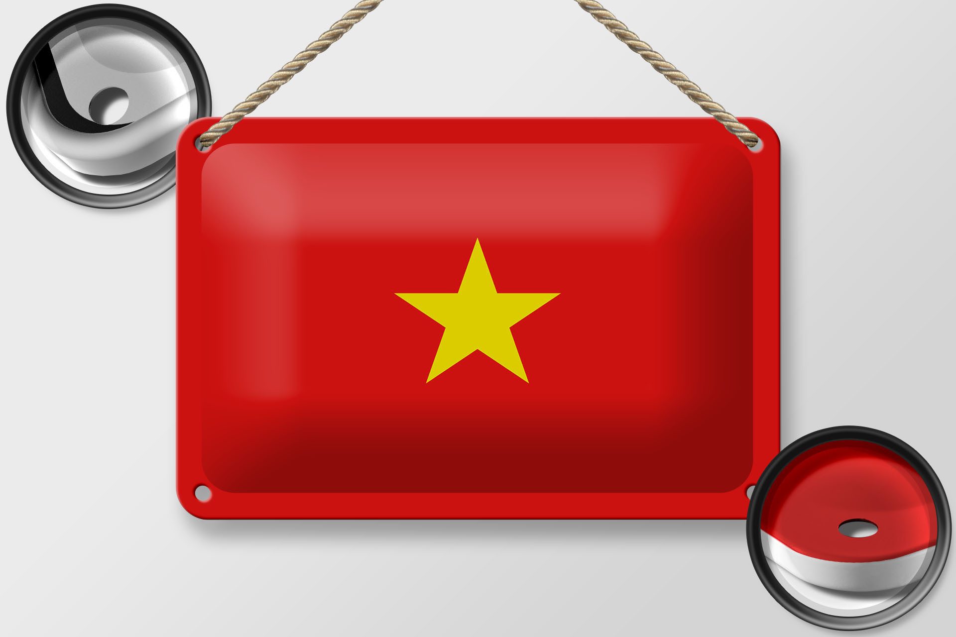 Femer GmbH Metallschild Flagge Vietnams 18x12cm Flag of Vietnam, (1 St), gewölbte Oberfläche, abgerundete Ecken, umgeschlagene Kanten