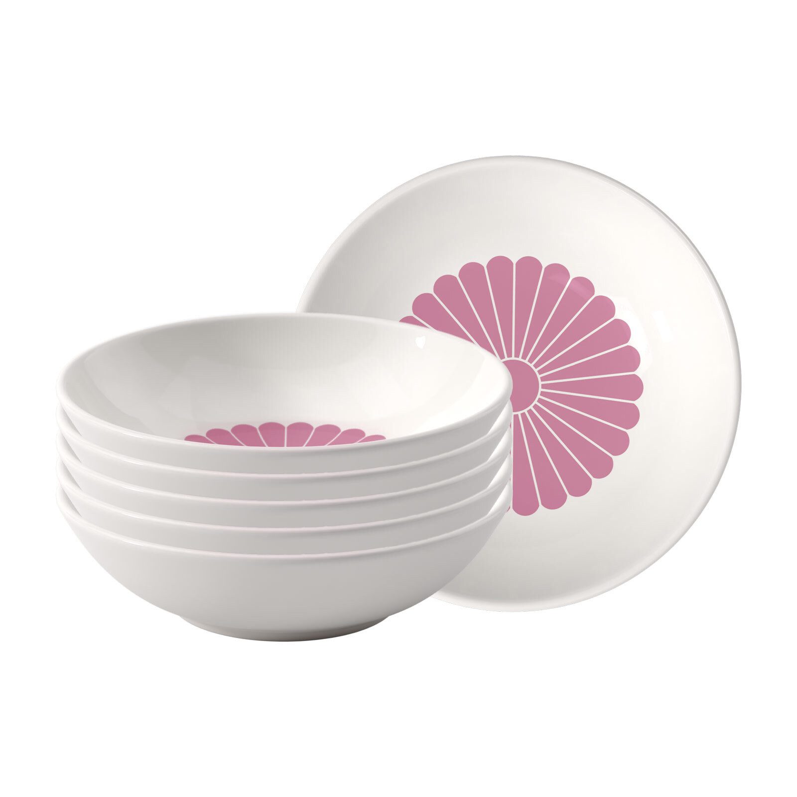 Villeroy & Boch Schale Fleur Couleur Dessertschalen ø 13,2 cm 6er Set, Porzellan, (6x Schale, 6-tlg)