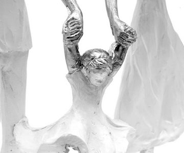 Brillibrum Dekofigur Skulptur Familie Weiß Silber Dekofigur aus Kunststein Family