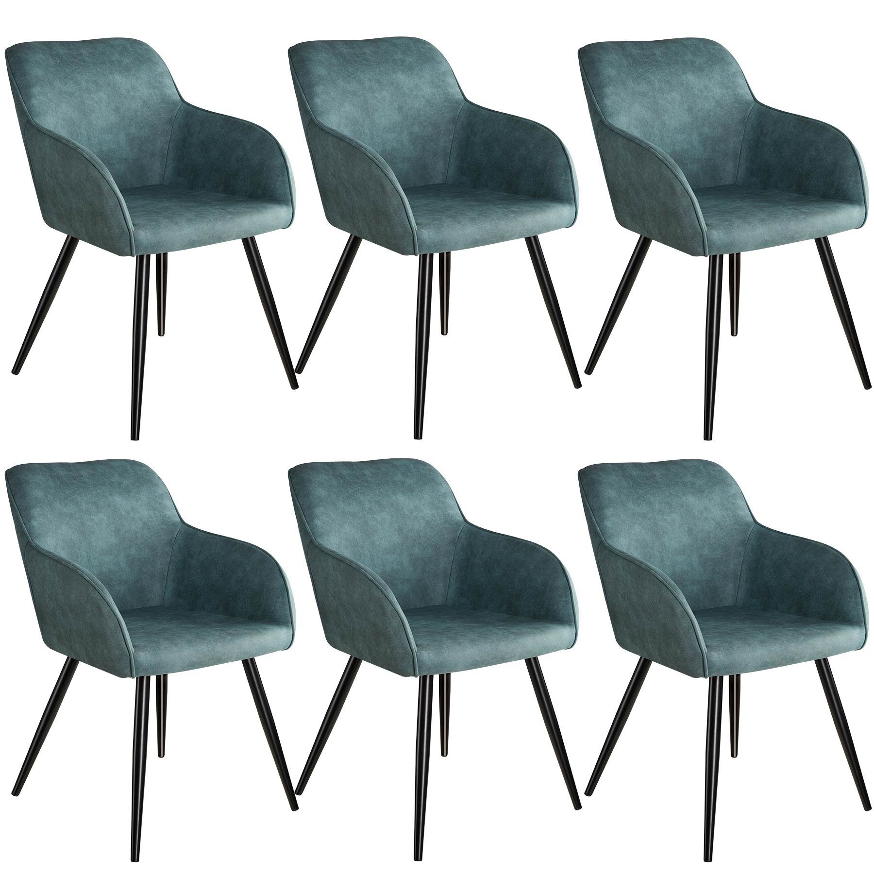 tectake Esszimmerstuhl »6er Set Stuhl Marilyn Stoff, schwarze Stuhlbeine« (6er  Set, 6 St), gepolstert, gepolsterter Sitz online kaufen | OTTO