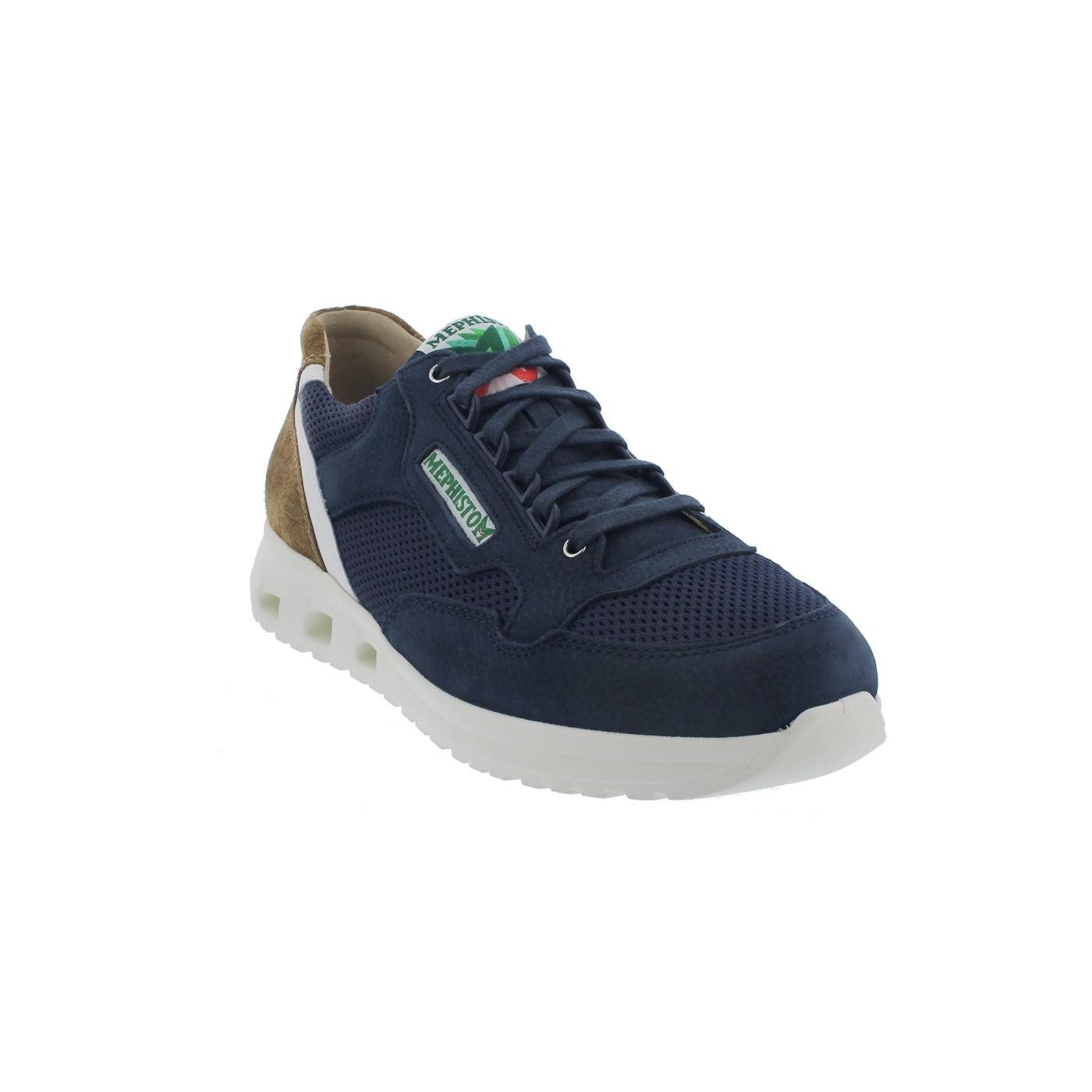 Mephisto Mephisto Jansen Air Sneaker, Nubukleder / Mesh kombi., Jeans Blue, dun Schnürschuh
