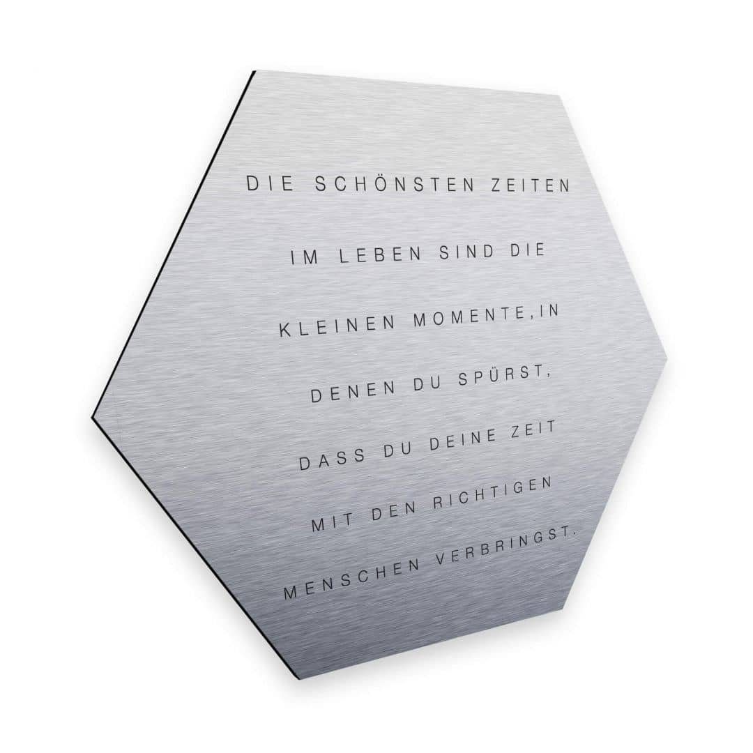 K&L Wall Art Alu-Dibond-Druck Alu-Dibond Poster Silber Schöne Zeiten Zitat Schriftzug Retro Deko, Aluminium Wandbild modern