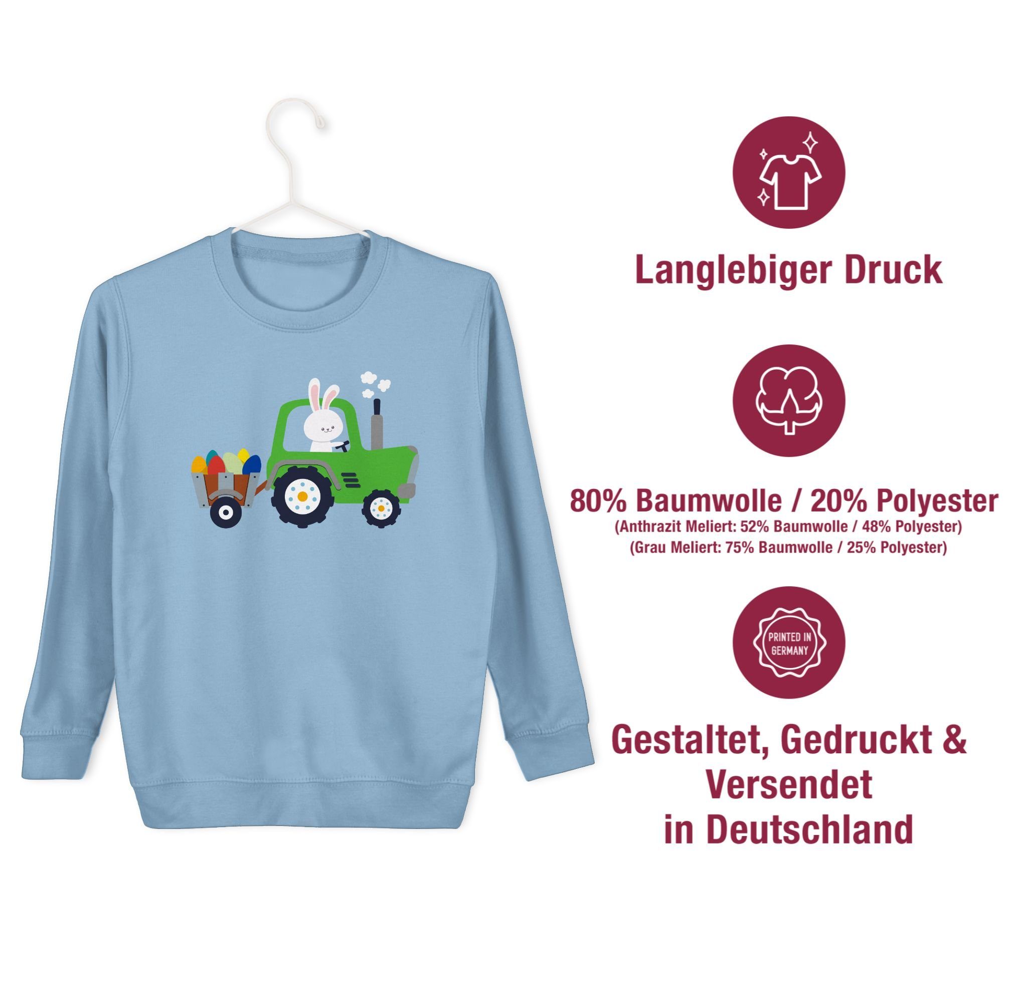 Ostern Traktor 1 Hase Geschenk Hellblau Ostereier Sweatshirt Shirtracer