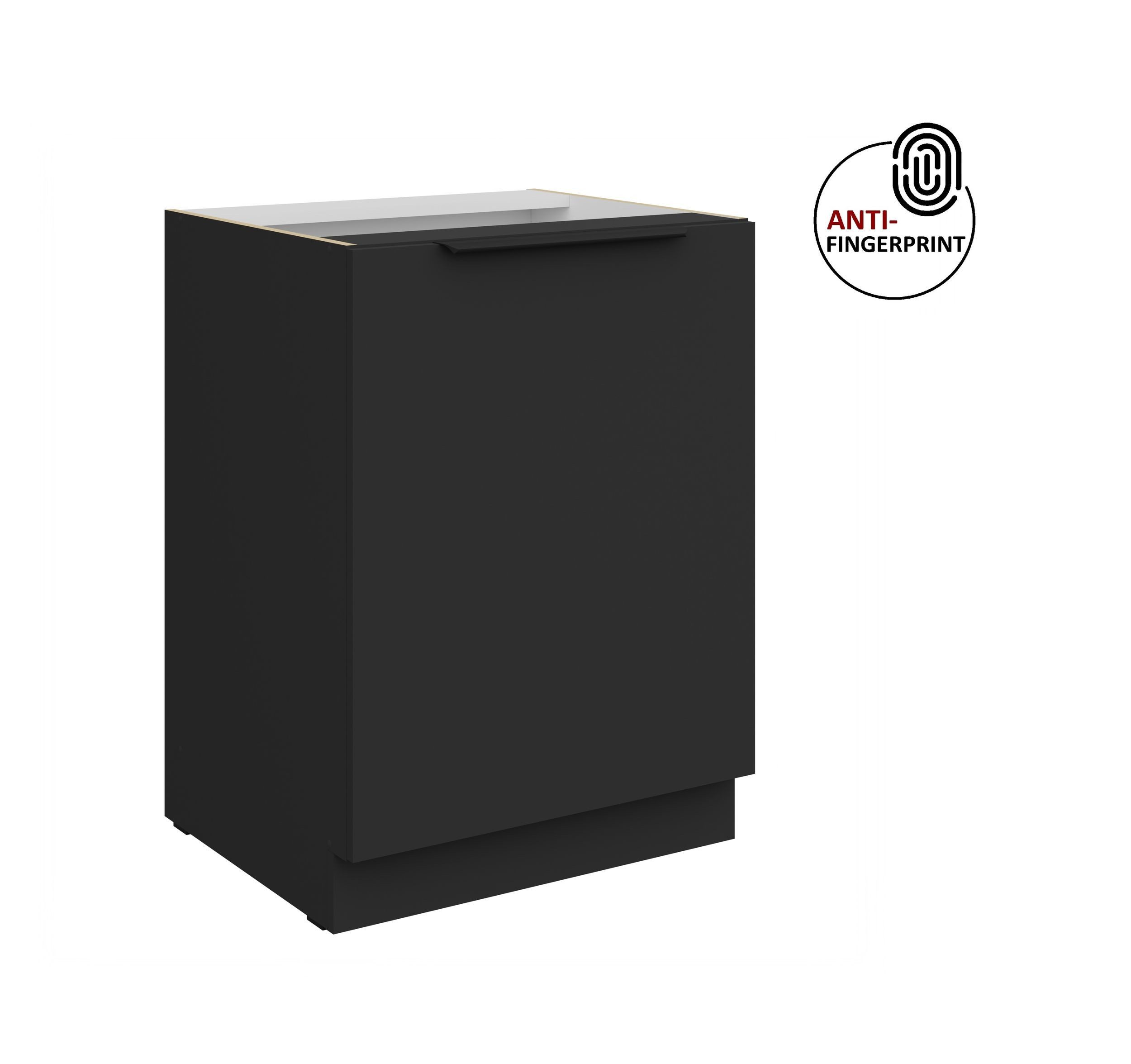 Küchen-Preisbombe Unterschrank 60 cm Küche ARIA Schwarz ultra matt Anti Fingerprint Küchenzeile