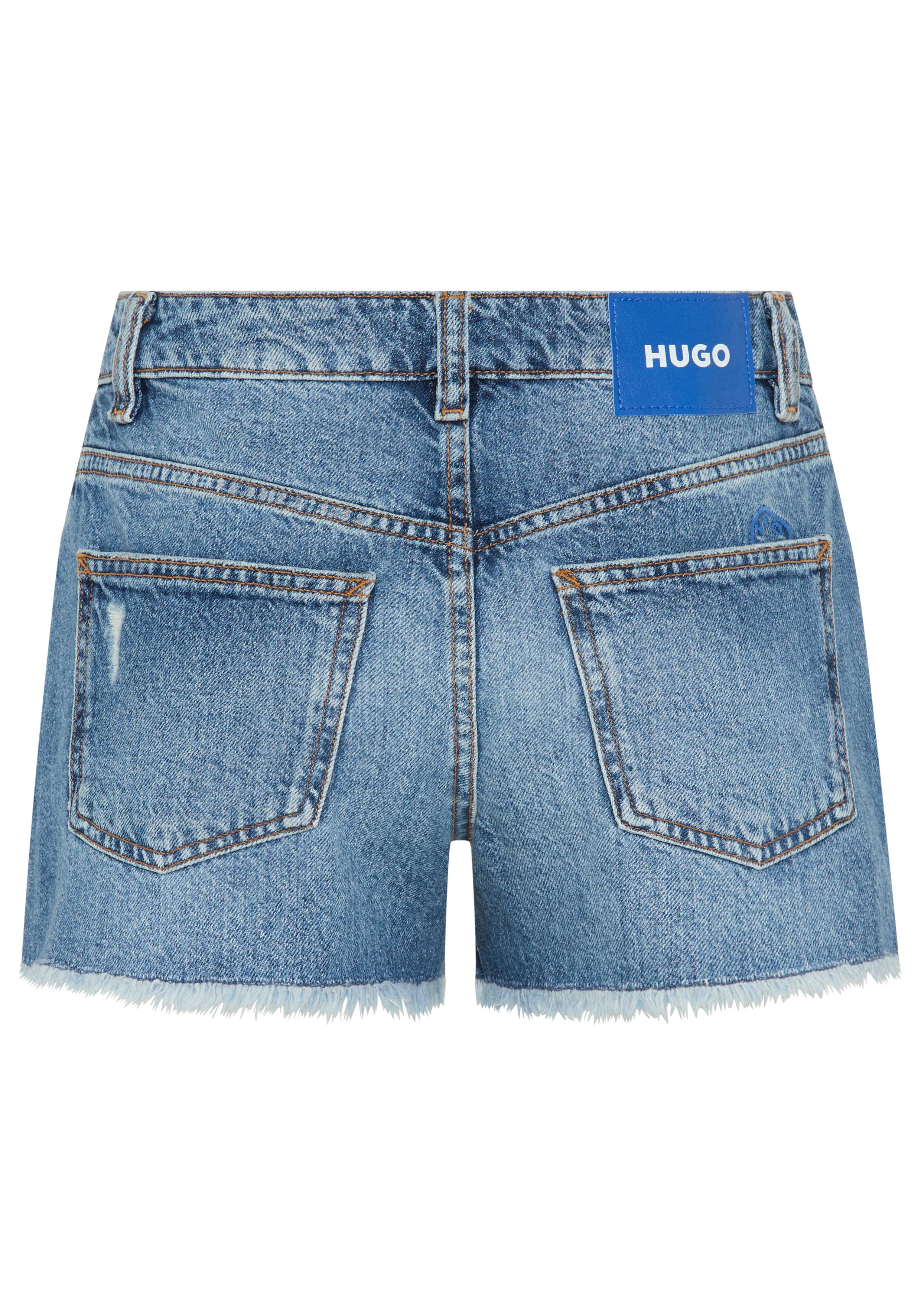 HUGO Jeansshorts Galimon mit Destroyed-Effekten, Mid Rise
