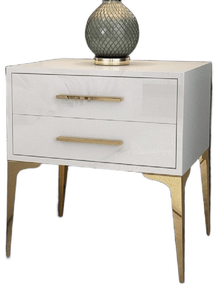 Xlmoebel Nachttisch Elegante Konsole mit glänzendem Metall-Look für das Schlafzimmer (Nachttisch, Nachttisch), Hergestellt in Europa