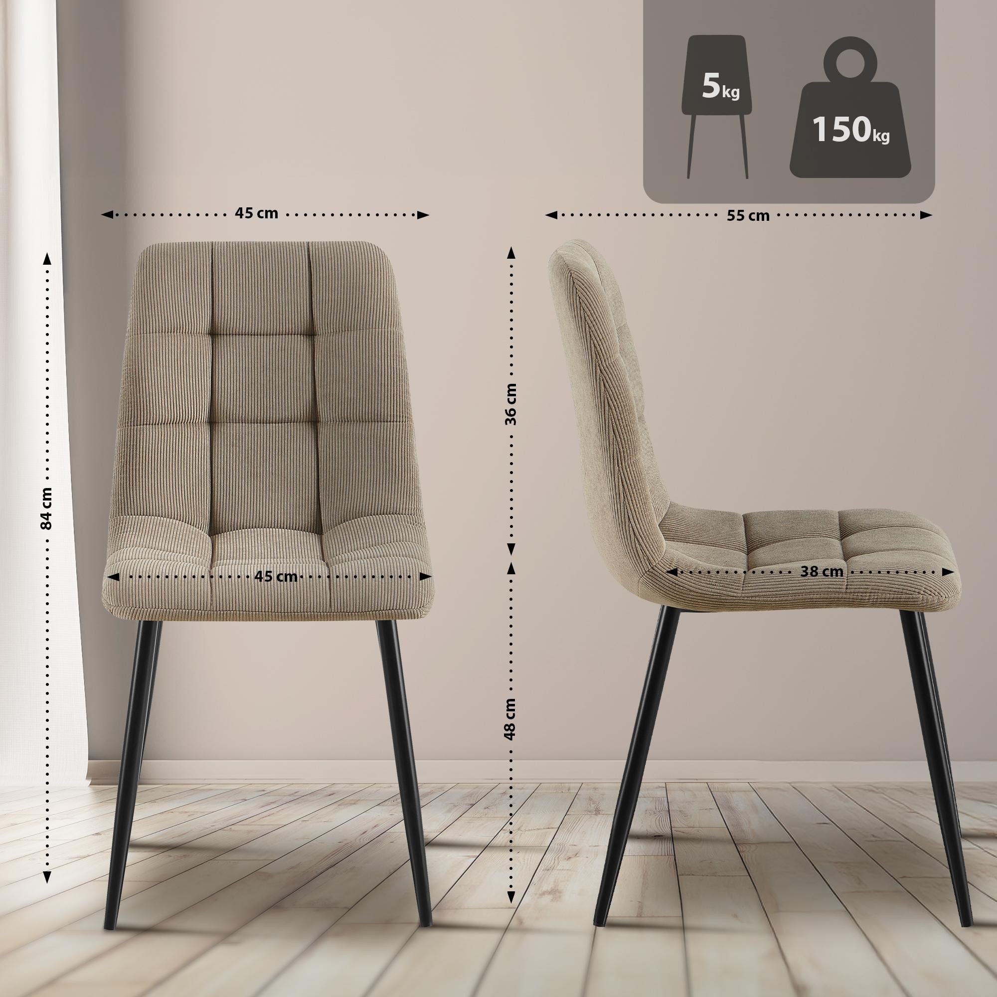 CLP Esszimmerstuhl Tilde (4er Set, 4 St), mit Rückenlehne, Metallgestell, b günstig online kaufen