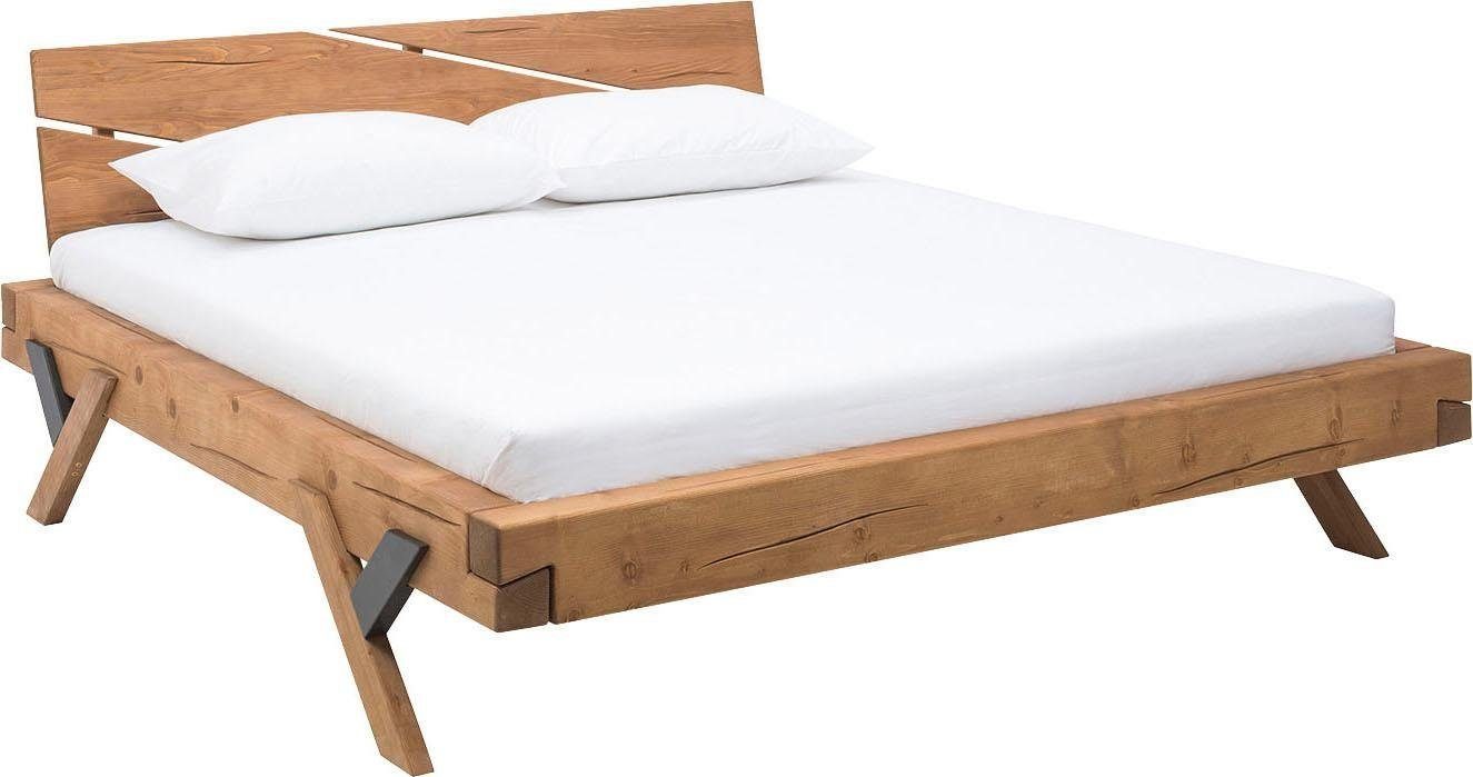 SalesFever Massivholzbett Eik Naturbelassenes Bett, Urige Eleganz trifft moderne Formen - Unikat-Balkenbett