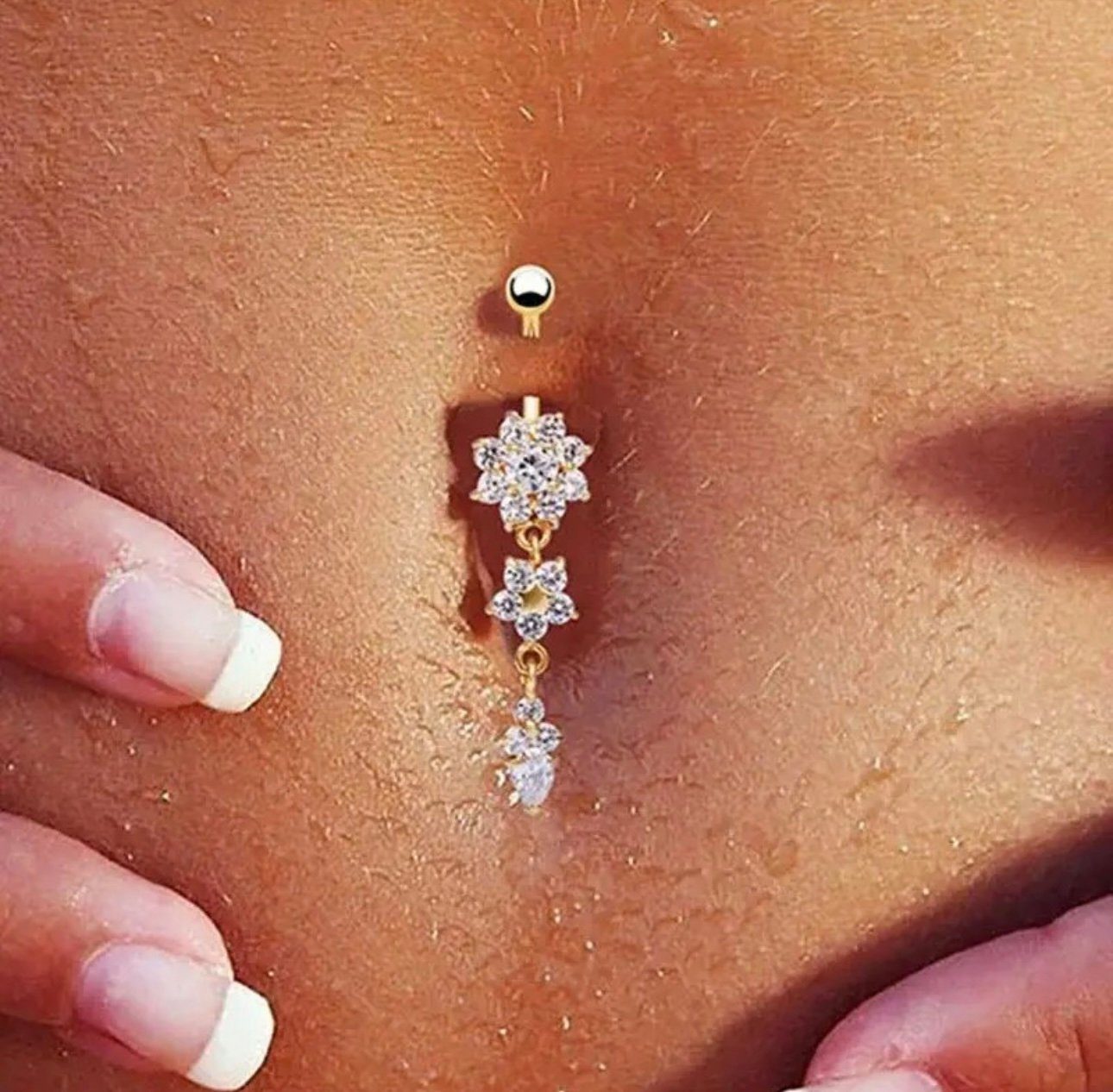 Karisma Schmuck Bauchnabelpiercing Edelstahl Bananabell Anhänger Weiss Zirk günstig online kaufen