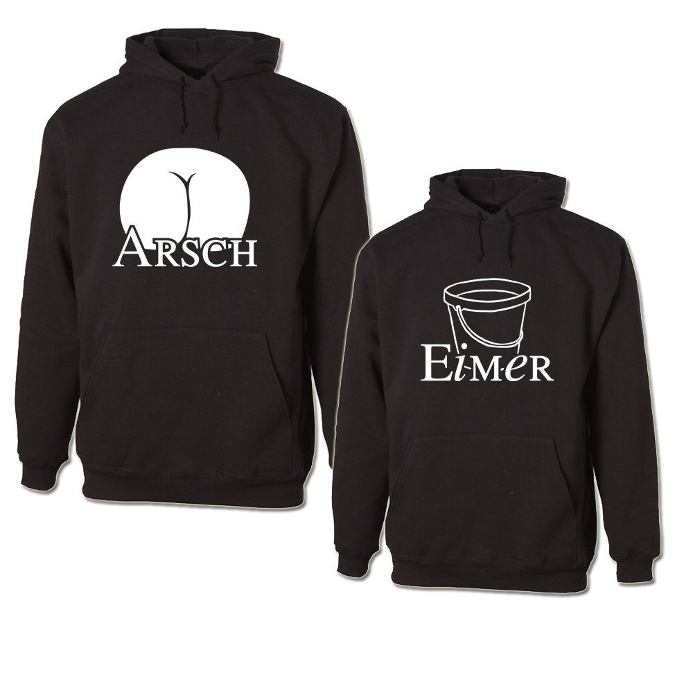 G-graphics Hoodie Arsch & Eimer Paar- / Partner-Set zum selbst zusammenstellen, Aufdruck auf der Vorder- oder Rückseiteseite wählbar, Spruch/Sprüche/Print/Motiv, für Sie & Ihn