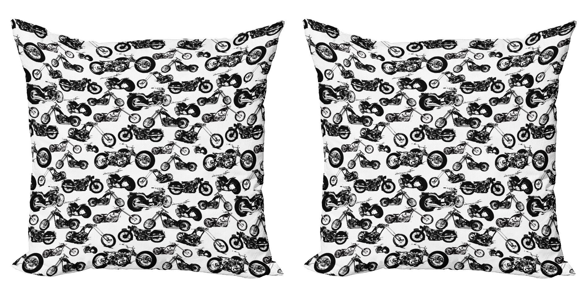 Motorrad Kissenbezüge Modern aus Schwarz-Weiss Stück), Modelle Doppelseitiger Accent Digitaldruck, (2 Abakuhaus Alle