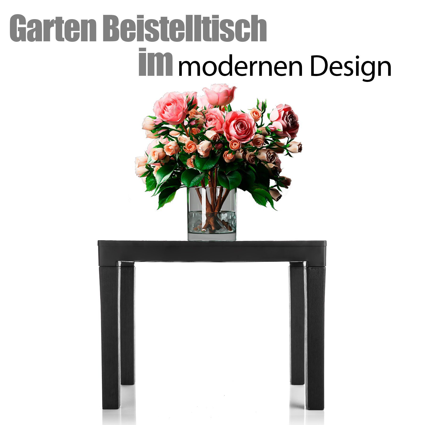 BigDean Gartentisch Garten Beistelltisch in Schwarz günstig online kaufen