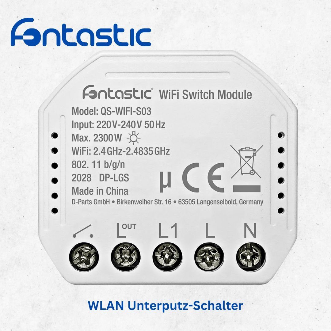 fontastic WLAN Unterputz-Schalter Unterputzschalter, Frequenzbereich: 2400-2483.5MHz