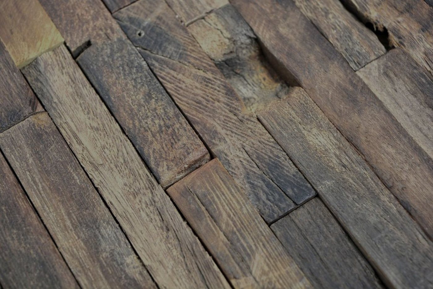Thumbnail - Mosani Mosaikfliesen Holz Mosaikfliesen dunkelbraun glänzend / 10 Matten