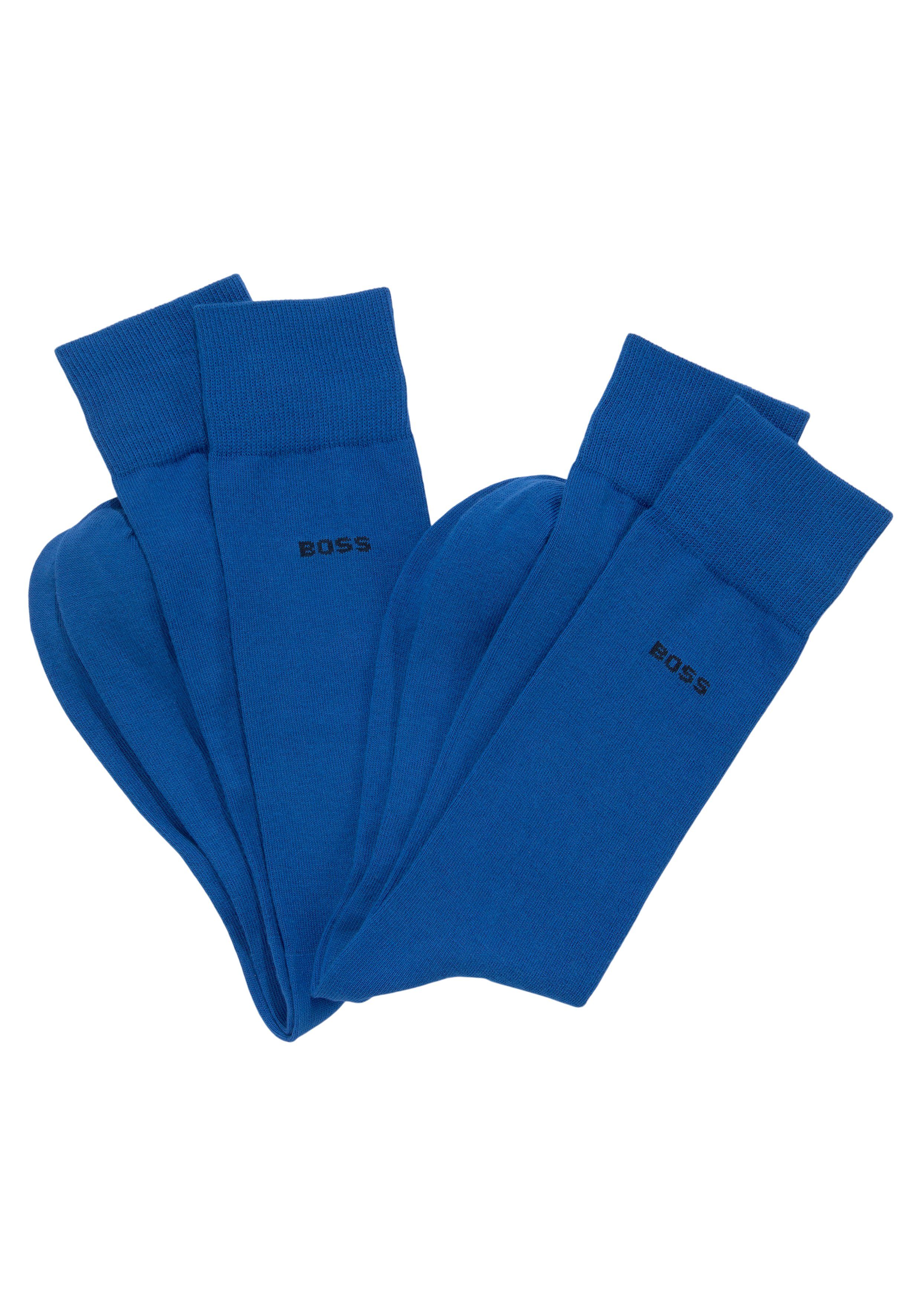 BOSS Businesssocken 2P RS Uni (Packung, 2-Paar, 2er Pack) mit eingestricktem BOSS Logo-Schriftzug Bright_Blue433