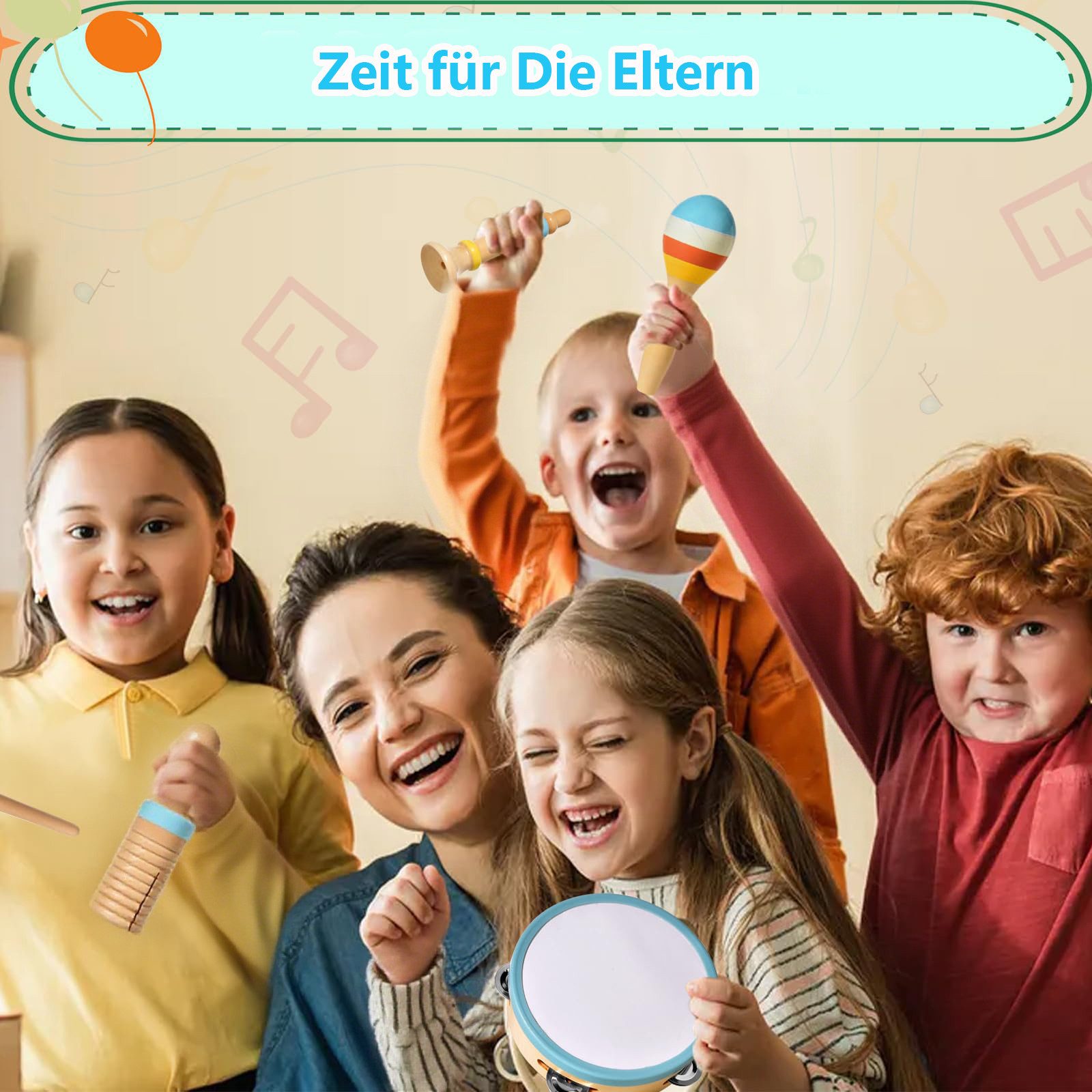 CLTYQ Lernspielzeug Baby Musikinstrumente Montessori-Holzspielzeug für Kleinkinder von 3, 6 in 1 Musikinstrumente Holzspielzeug modernem Boho-Xylophon