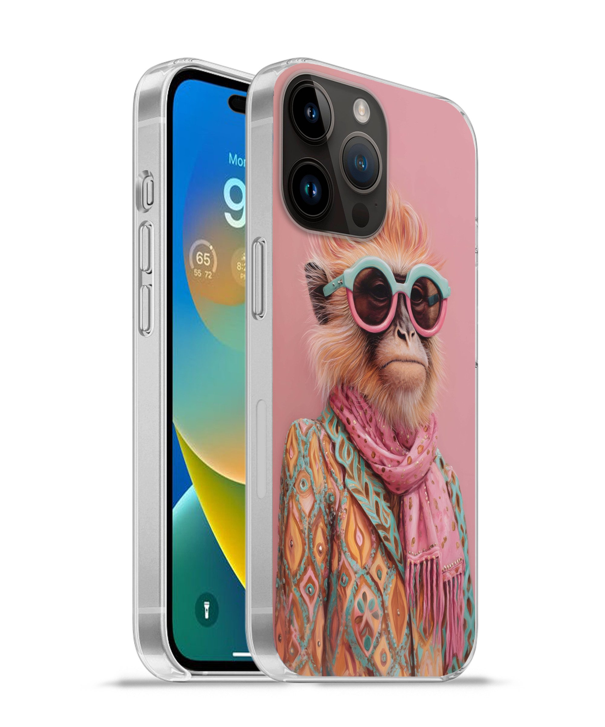 MuchoWow Handyhülle für Apple iPhone 14 Pro Max Halstuch - Affe - Sonnenbrille - Jacke, Smartphone-Bumper, Print, Handy Schutzhülle Dünn