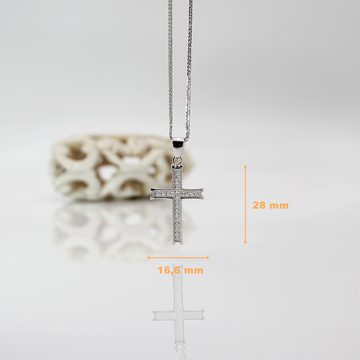 ELLAWIL Kreuzkette Silberkette mit Kreuz Anhänger Christus Kirche Halskette Jesuskreuz (Kettenlänge 45 cm, Sterling Silber 925), inklusive Geschenkschachtel