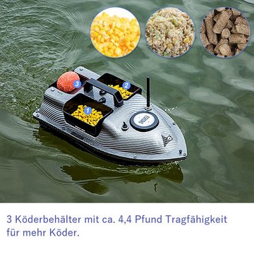 Tidyard RC-Boot GPS Fischerköderboot,3 Köderbehälter,500M,5200mAh,4,4 Pfund Köder, 16 beliebige Positionierungspunkte,LCD-Display der Fernbedienung