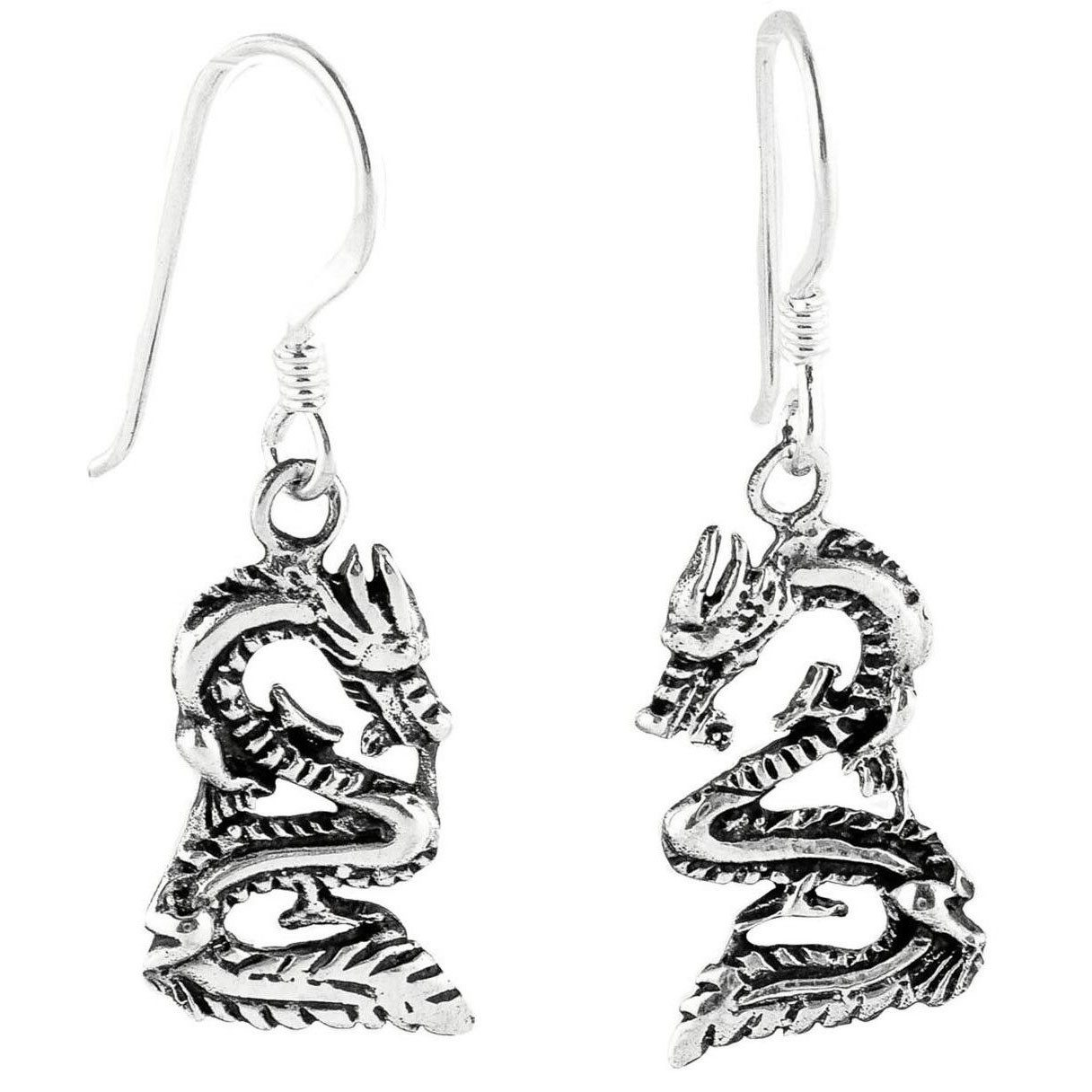Paar Ohrhänger Ohrhänger, Ohrringe Drache Schmuck 925er Silber Dragon