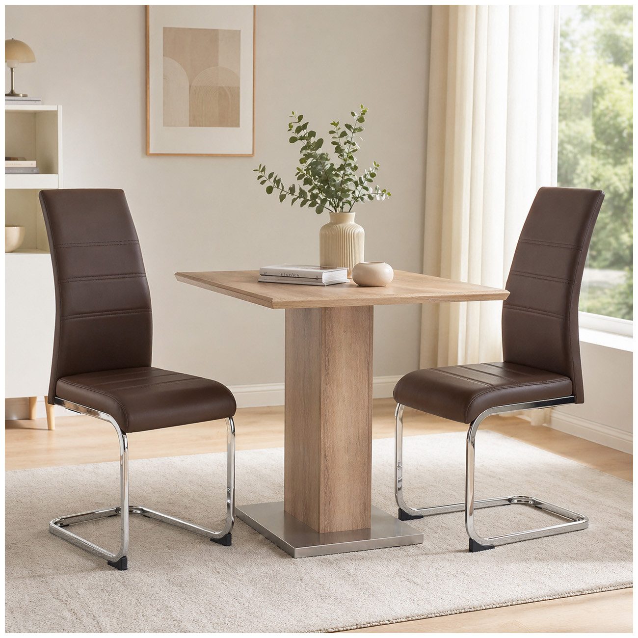 HTI-Line Freischwinger Schwingstuhl SallyC PU 2er (Set, 2 St), Freischwinger Esszimmerstuhl Kunstleder