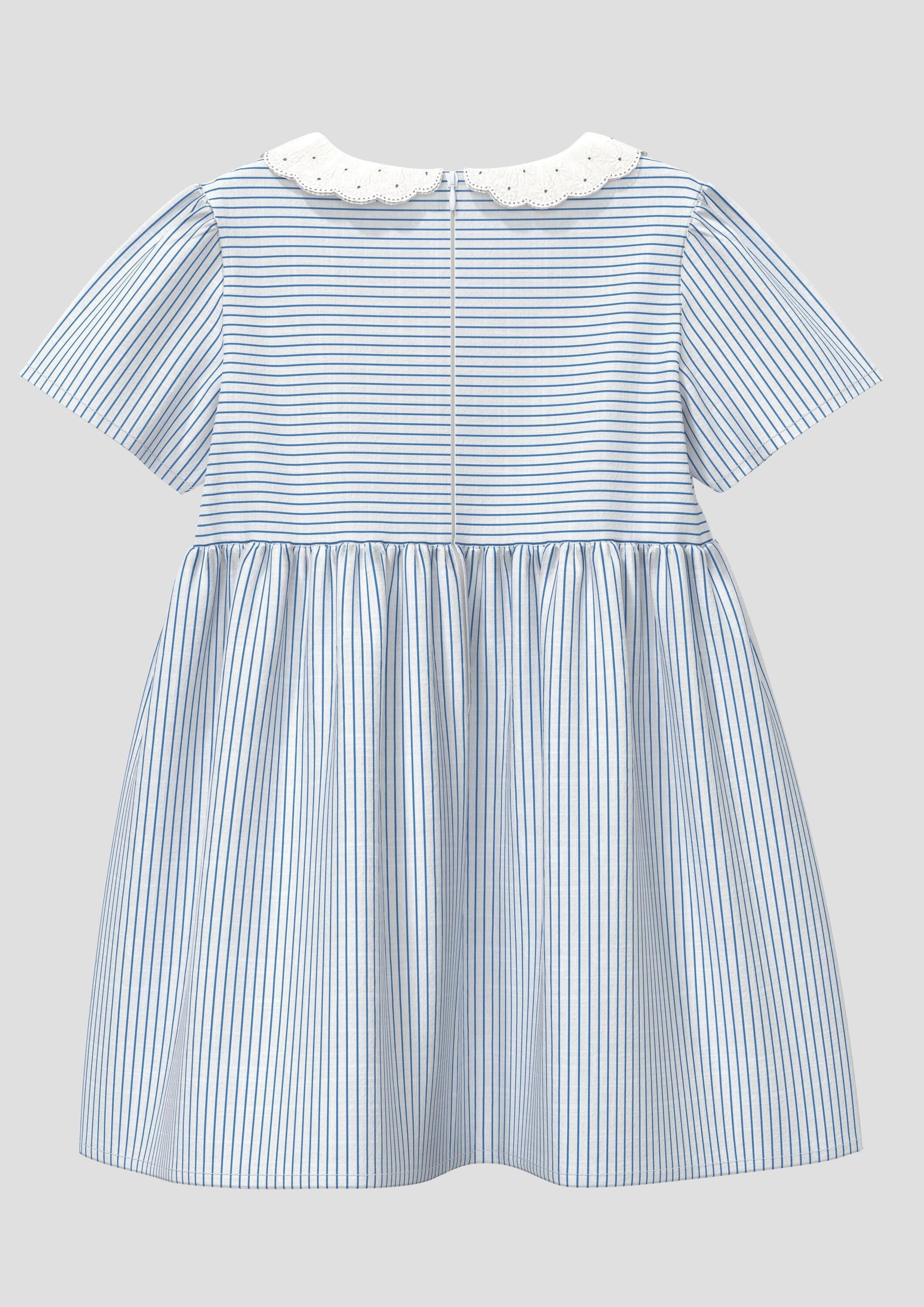 s.Oliver Minikleid Kleid Fein gestreiftes Kleid in Leinenoptik mit Spitzendetails