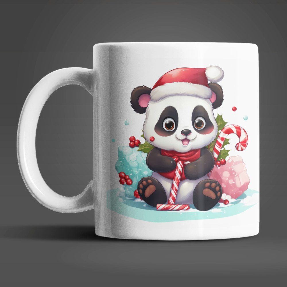 WS-Trend Tasse Süßer Weihnachten Panda Kaffeetasse Teetasse, Keramik, Geschenkidee 330 ml