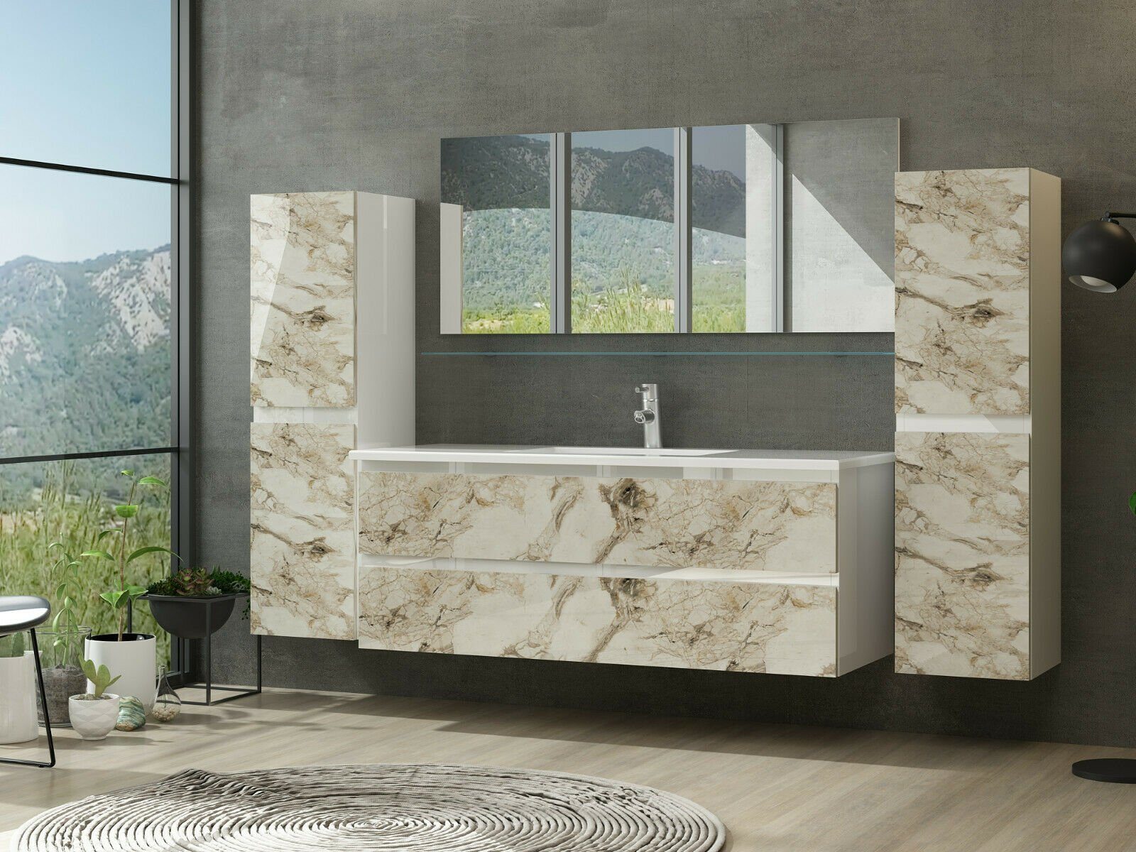 Homeline Badmöbel-Set Diana New in 3 Größen, (Komplettes Badmöbel Set, 6-St günstig online kaufen