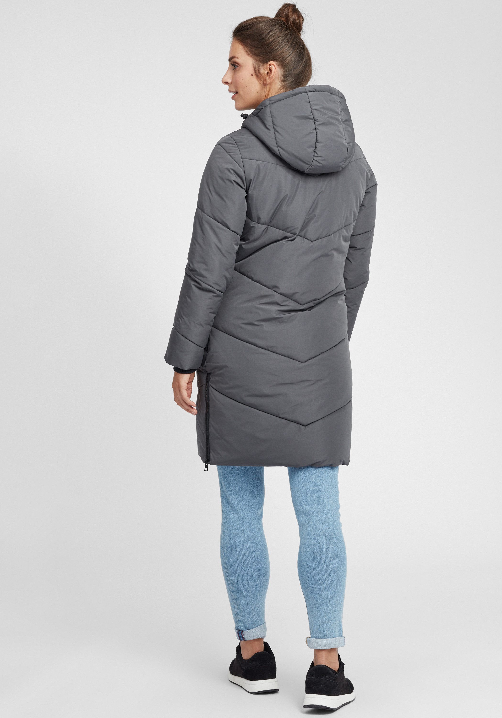 OXMO Steppmantel OXJuna Steppjacke Parka mit Kapuze und praktischen Taschen – Bild 3 von 5