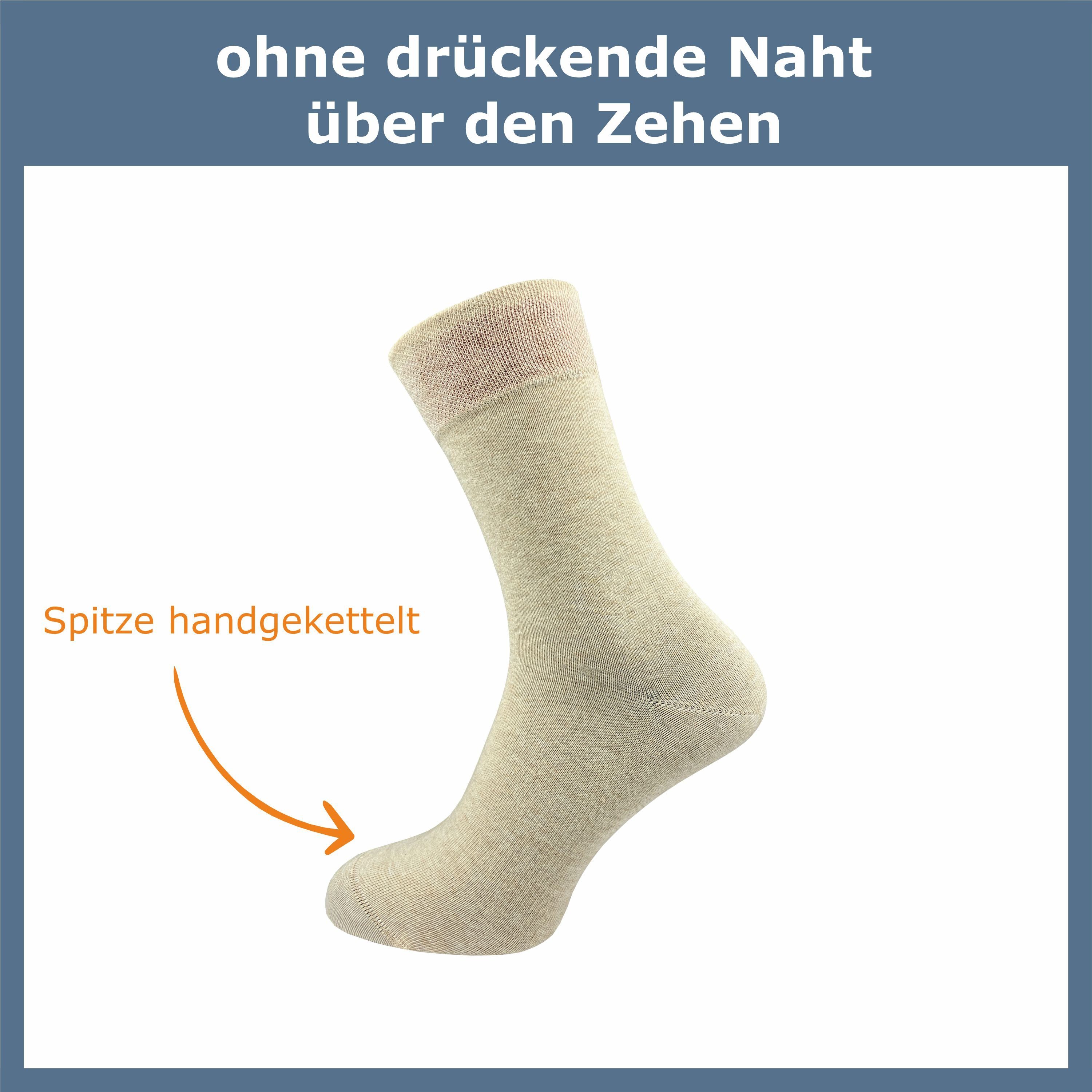 GAWILO Socken für Damen & Paar) gekämmter Komfortbund grau Herren - doppelt aus - Naht blau ohne & schwarz, (6 Premium hochwertiger, drückende beige Baumwolle