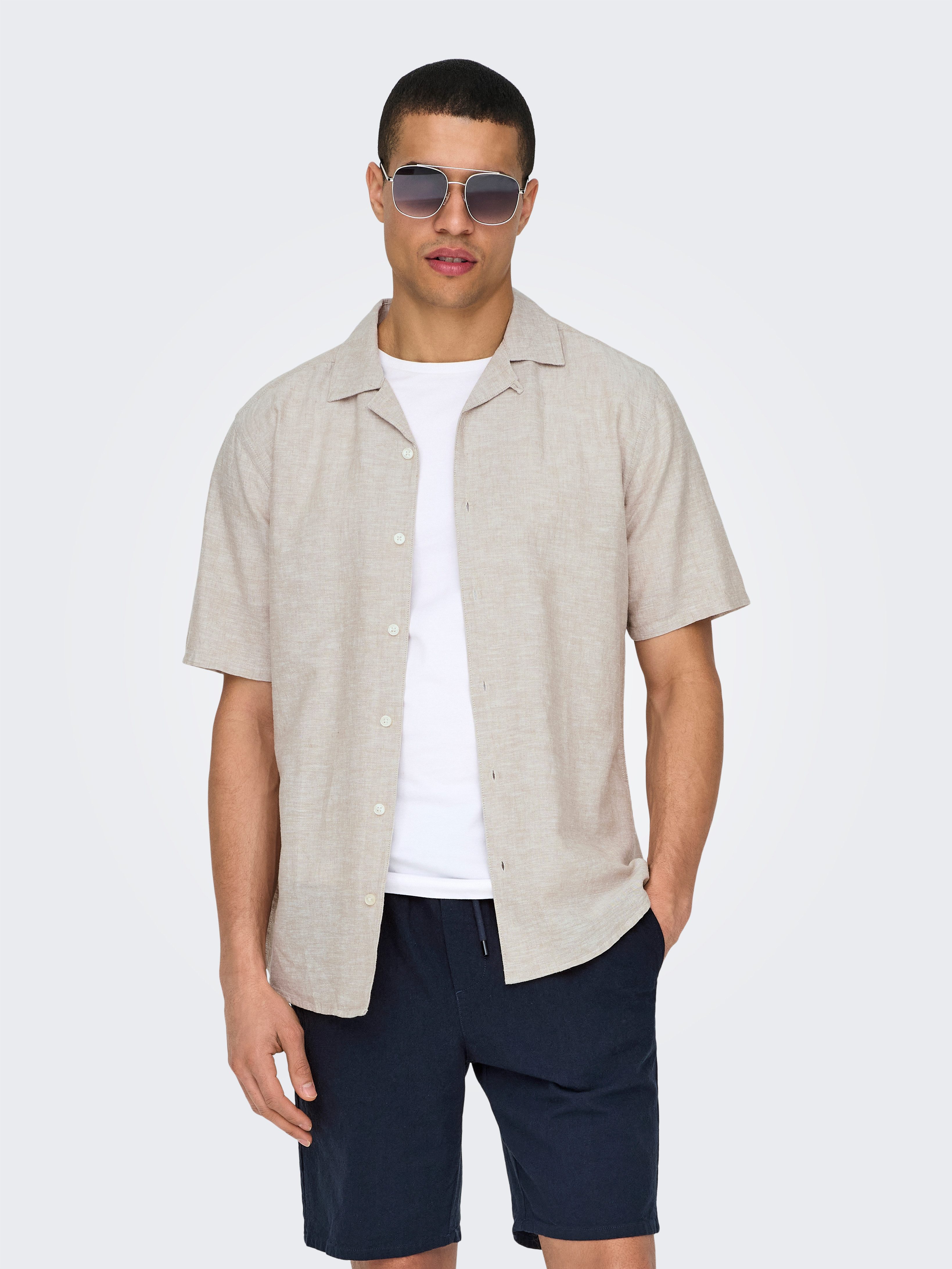 ONLY & SONS Kurzarmhemd ONSCAIDEN SS SOLID RESORT LINEN NOOS günstig online kaufen