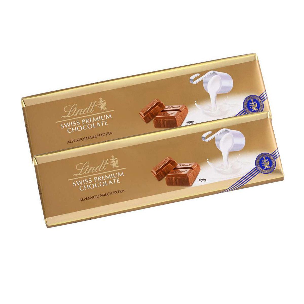 LINDT Schokolade, Lindt Swiss Premium Chocolate Alpenvollmilch Extra Tafel 300g 2er Pack