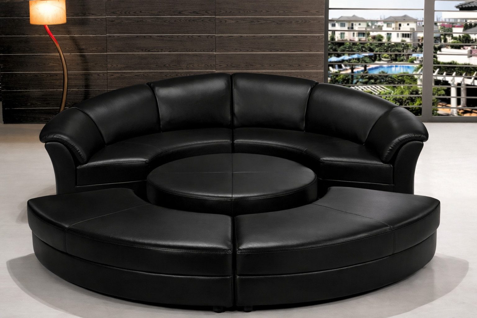 Xlmoebel Wohnlandschaft XXL Runde Wohnlandschaft Modernes Komfort Echtleder Ecksofa Sofort, 3 Teile, Hergestellt in Europa