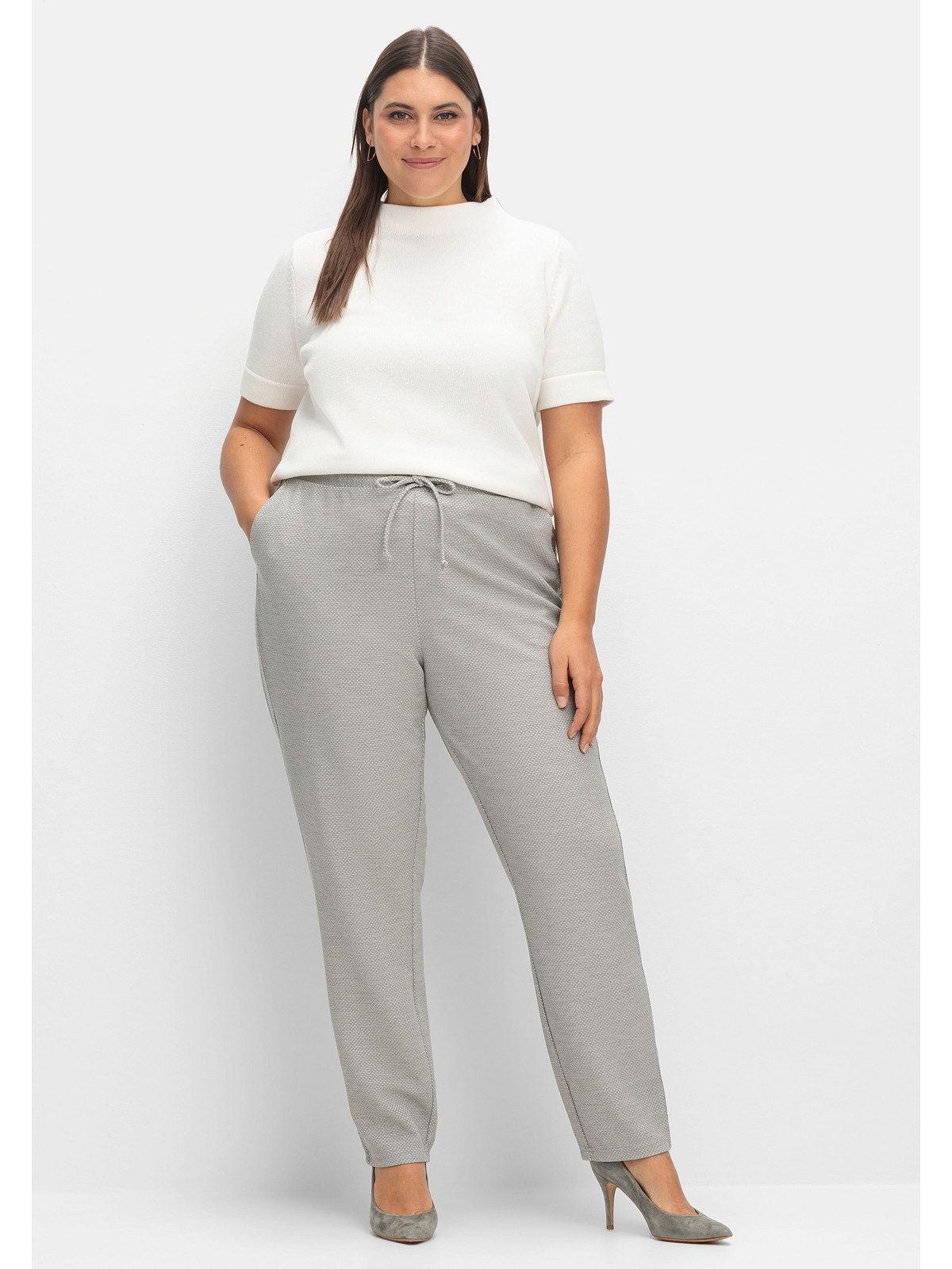 Sheego Schlupfhose Große Größen in Struktur-Optik, mit Galonstreifen