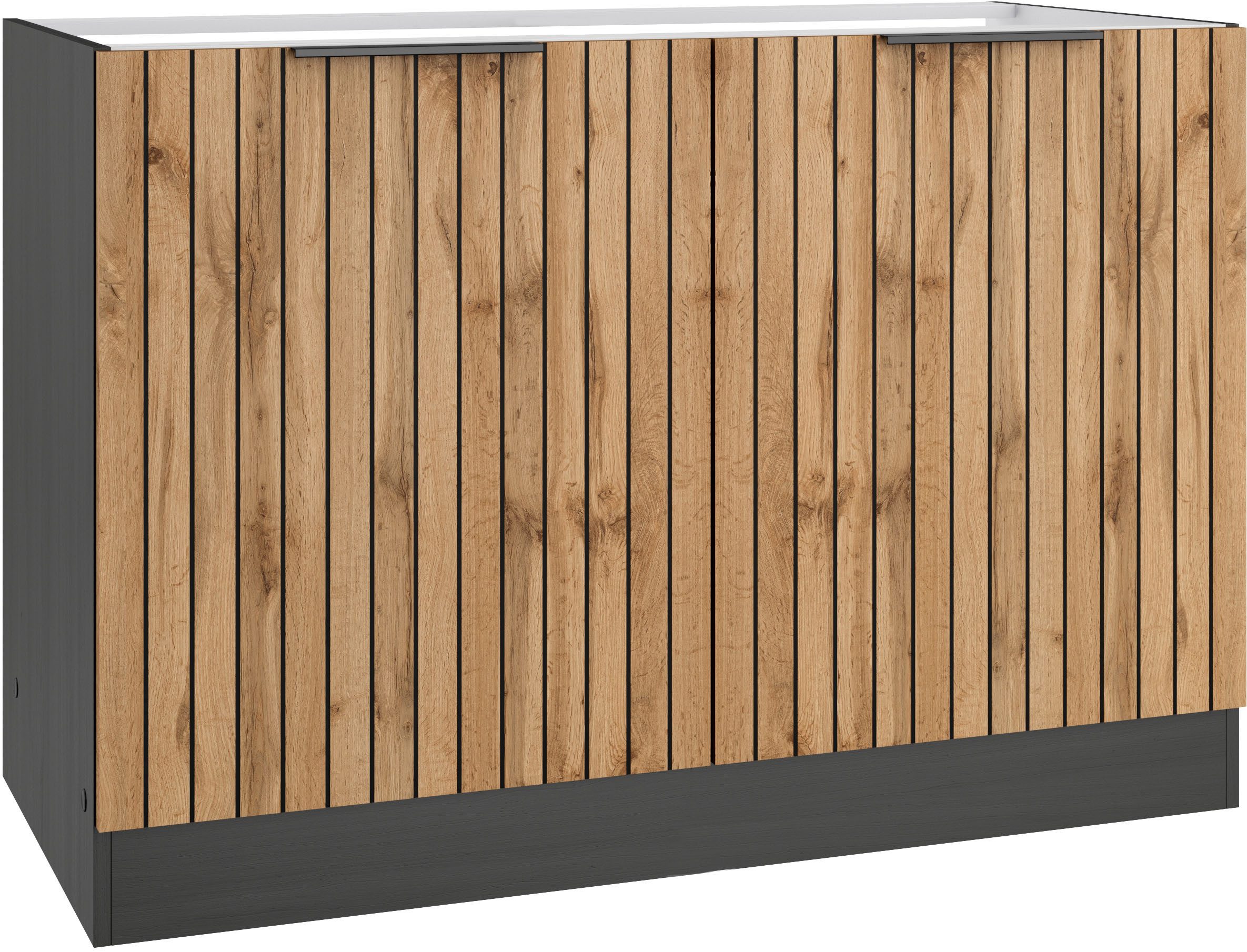 KOCHSTATION Spülenschrank KS-Lagos Breite 120 cm, wahlweise mit Spülbecken in edelstahl oder schwarz