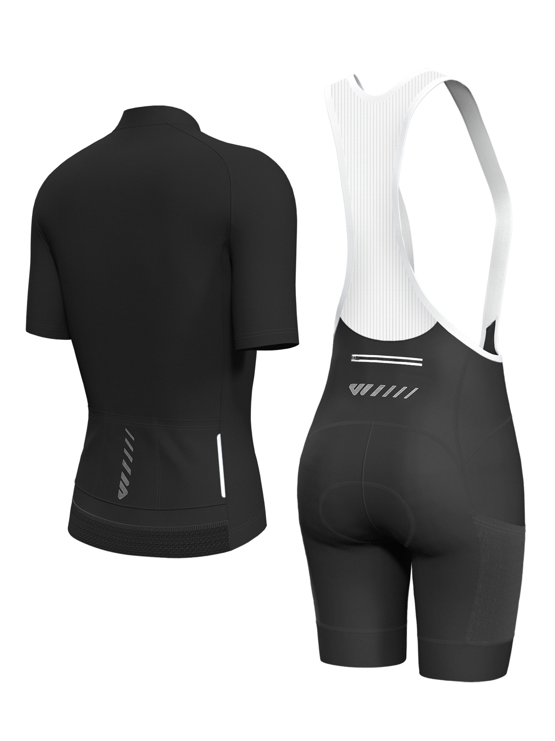 Wulibike Radtrikot Damen Sommer Radsport Set, Kurzarm-Trikot mit Träger-Bibshorts (2-tlg) Atmungsaktives Funktionsset mit 6 Taschen für Rennrad – Bild 2 von 5