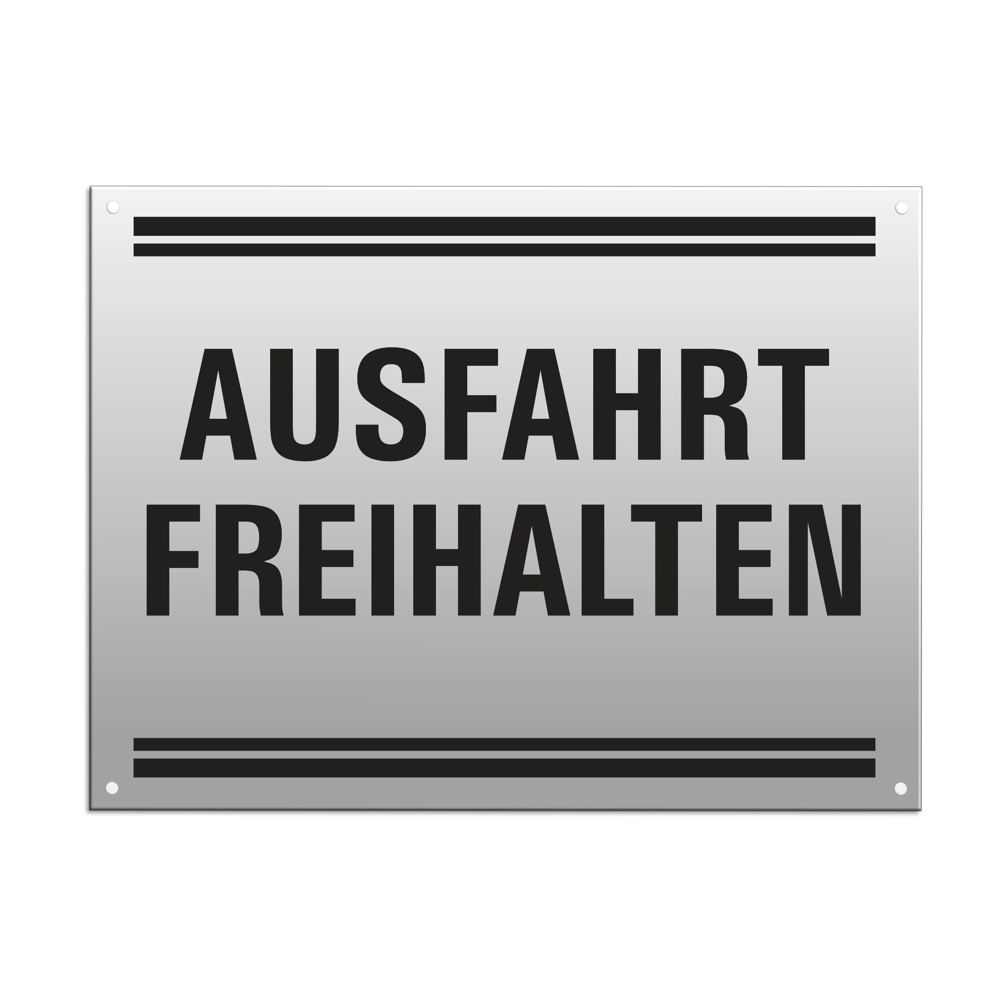 OFFORM DESIGN Warnschild Ausfahrt freihalten 200x150 mm 4-fach gelocht Aluminium matt eloxiert, (1 St)