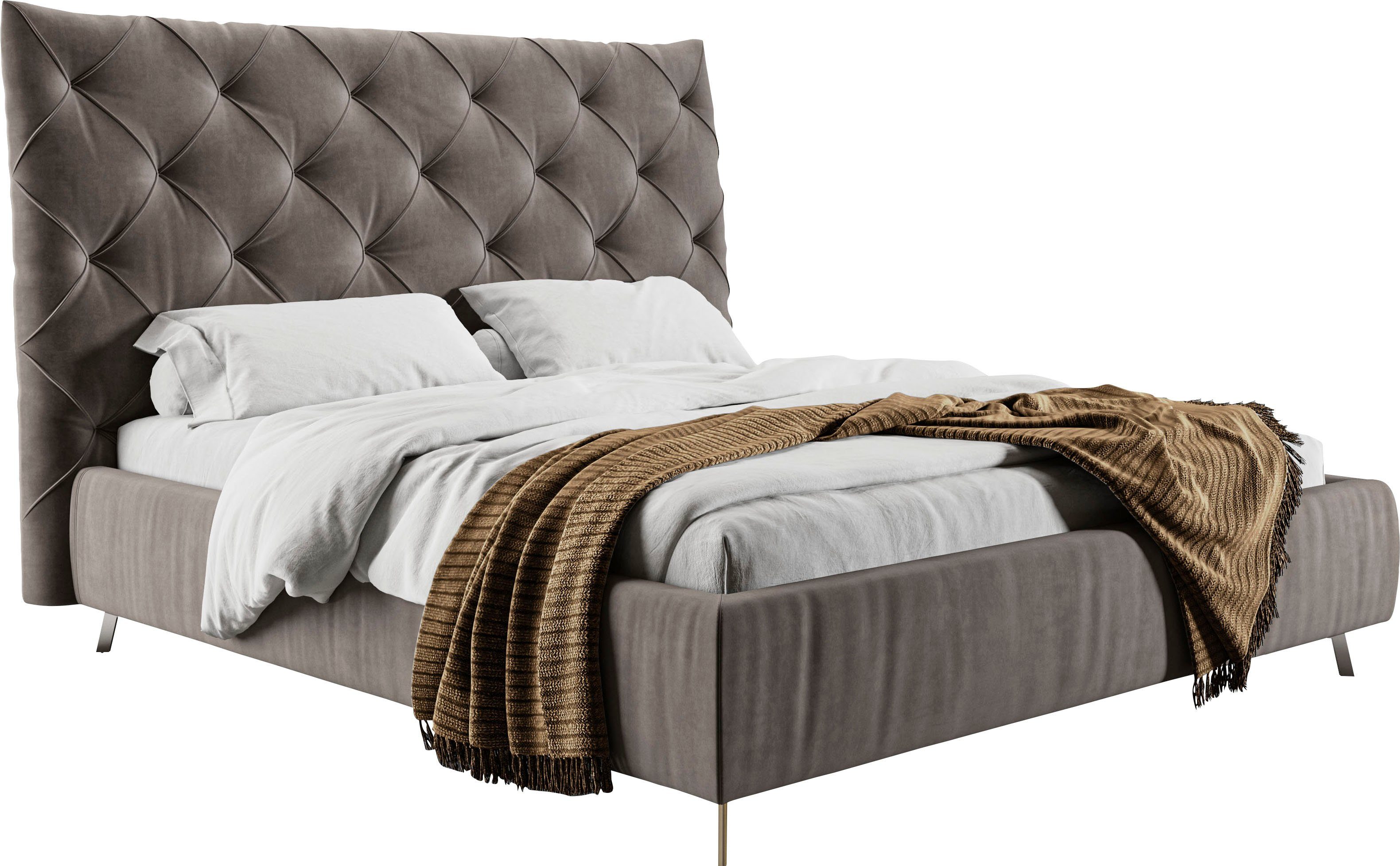 Home affaire Polsterbett Elloree, in 4 Breiten, hinten mit Originalstoff bezogen, auch in Leder, Kopfteilhöhe 143cm, belastbar bis 280 kg, auch in Überlänge 220cm