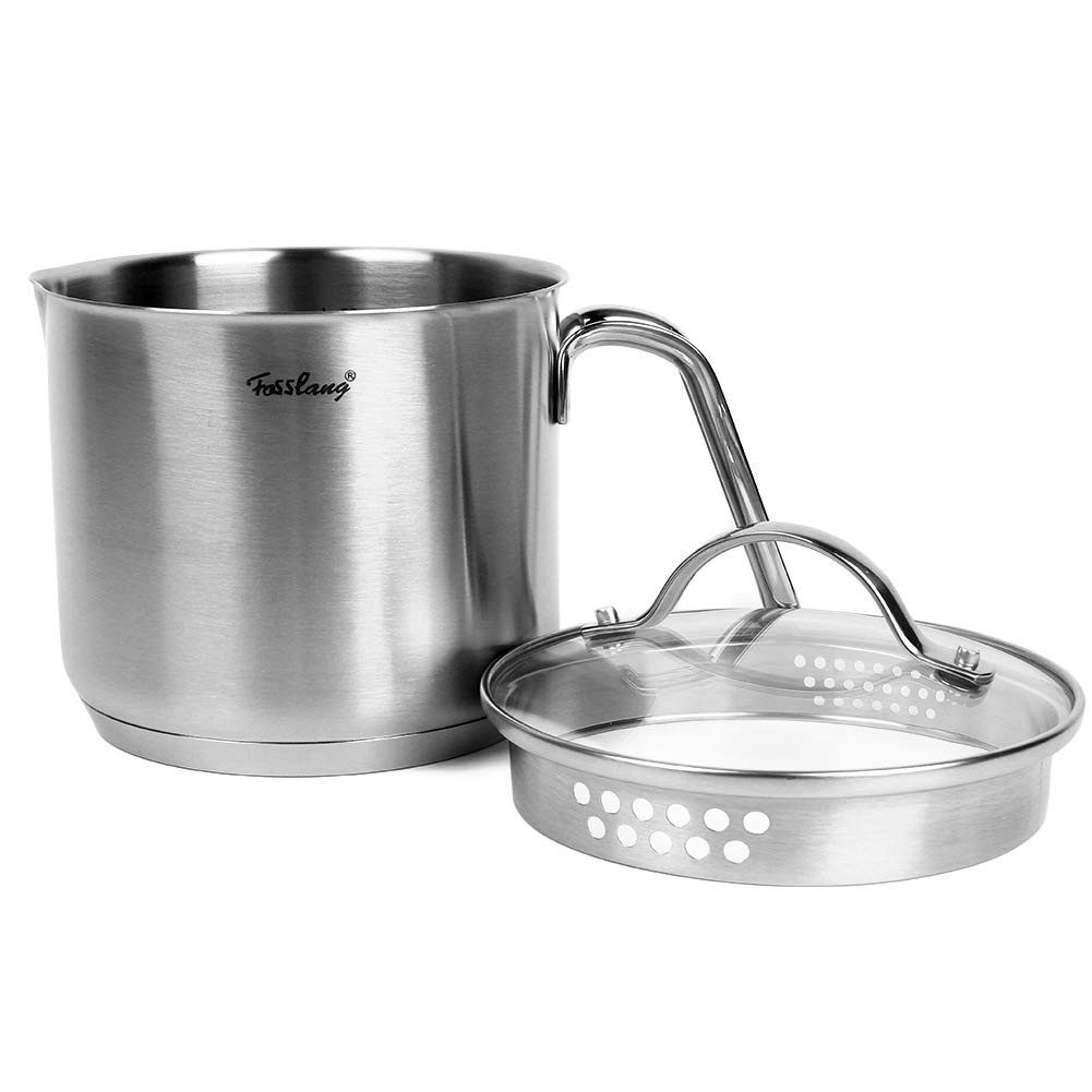 OSTWOLKE Milchtopf 14x12cm mit Deckel 1,5L Interne Skala Kochtopf Induktion, Edelstahl 18/10 – Bild 2 von 5