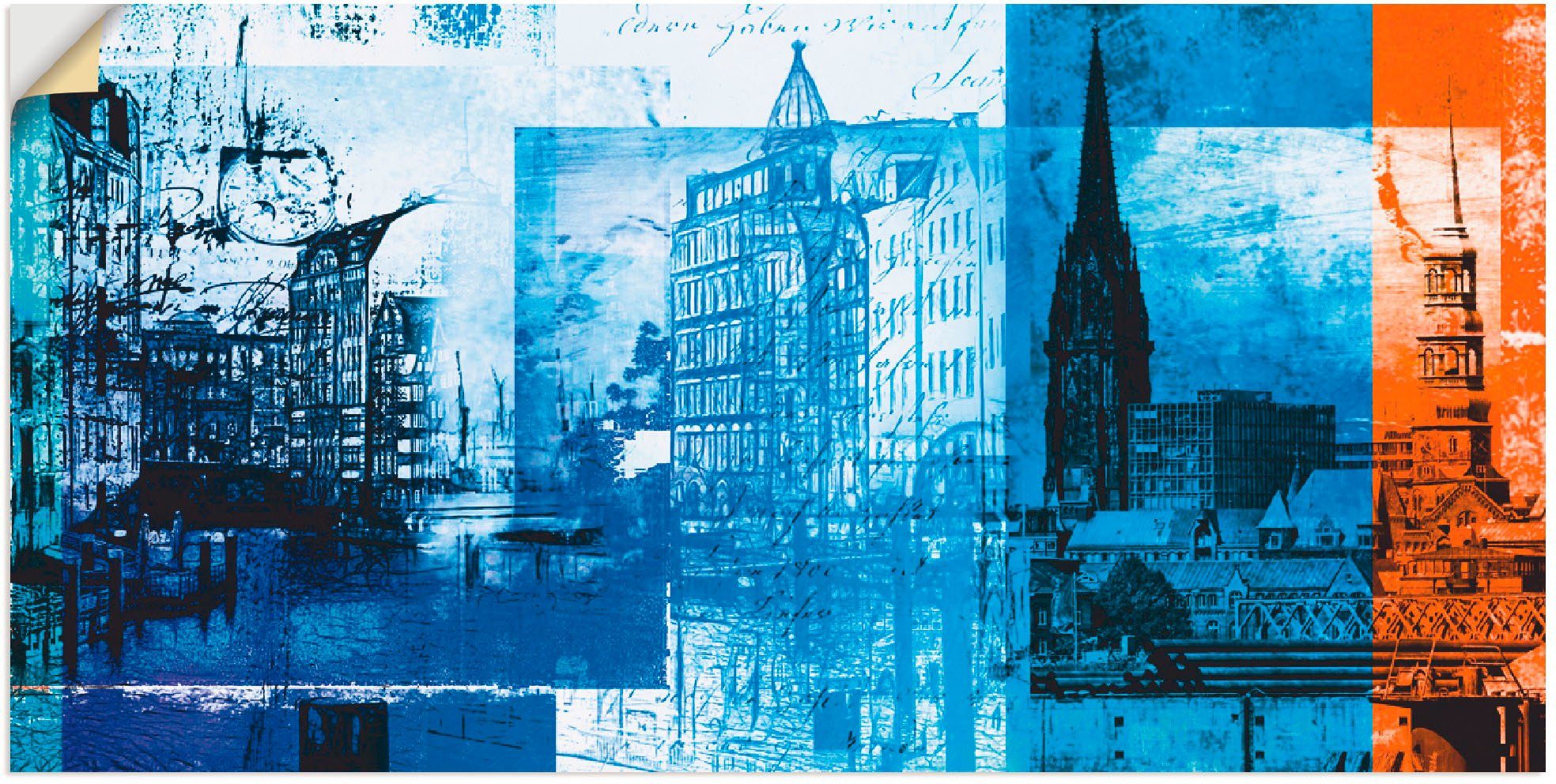 als versch. St), Poster in Collage oder Wandaufkleber Hamburg Deutschland Größen Wandbild Artland Leinwandbild, IV, (1