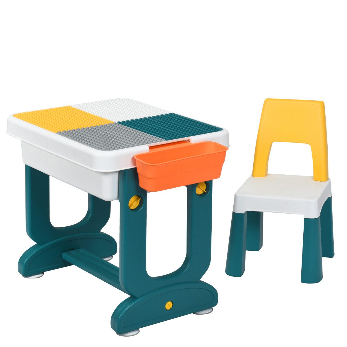 COSTWAY Spieltisch Kinderschreibtisch mit Stuhl, (2-tlg), mit Stauraum