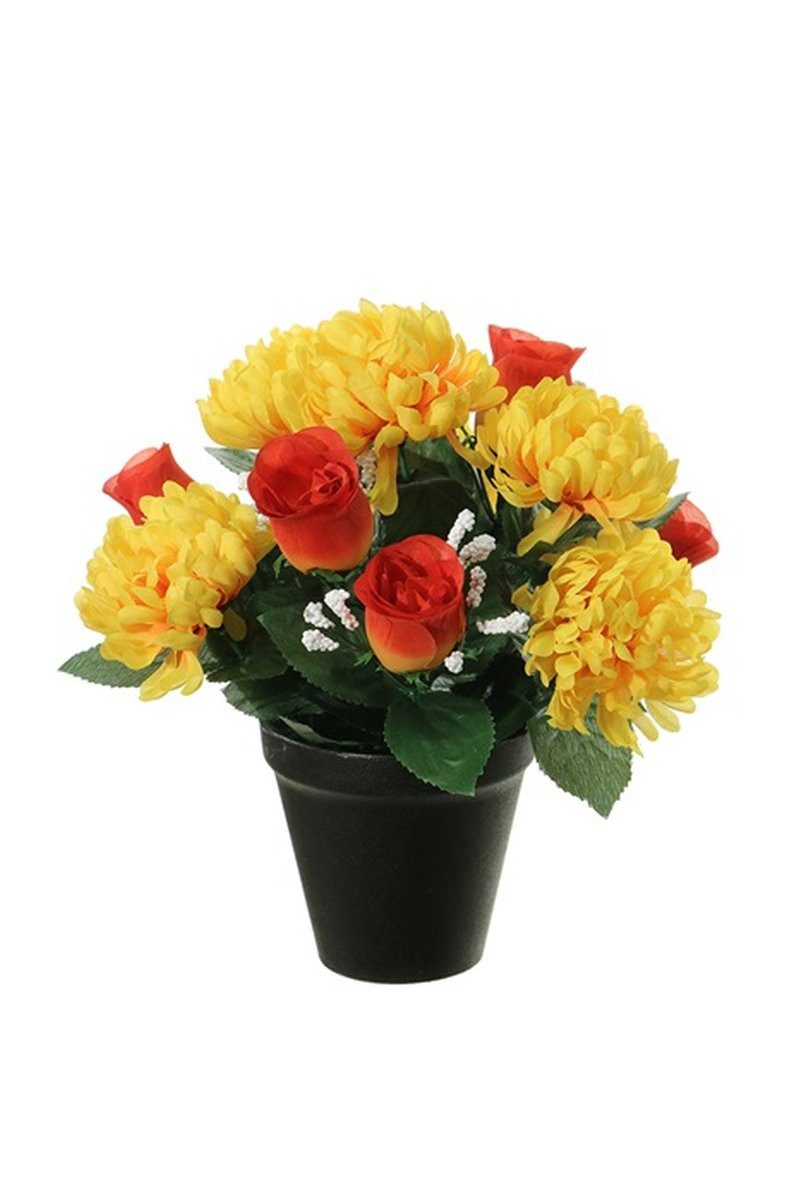 Gestecke Künstliches Blumengesteck Chrysantheme, Rose YESHE, Dekotopf, gel, artplants, Höhe 28.0 cm