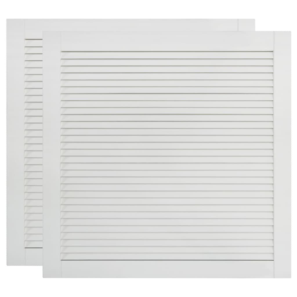 vidaXL Schranktür Lamellierte Türen mit Tür 2 Stk. Weiß 39,5 x 39,4 cm (2 St)